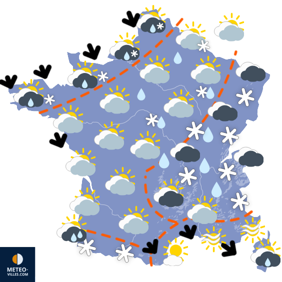 Carte de prévisions du temps du Dimanche 16 novembre 2025