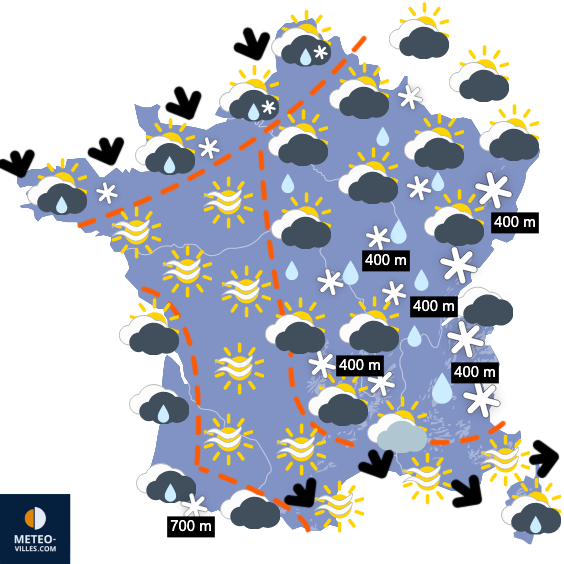 Carte de prévisions du temps du Mardi 18 novembre 2025