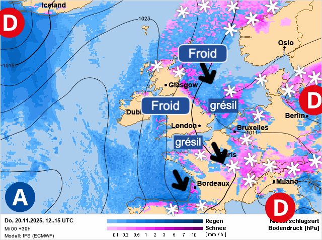 Carte de prévisions d'europe du Jeudi 20 novembre 2025