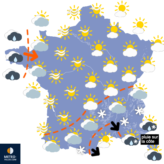 Carte de prévisions du temps du Vendredi 14 novembre 2025