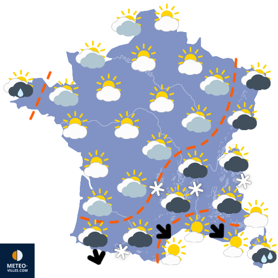 Carte de prévisions du temps du Dimanche 16 novembre 2025
