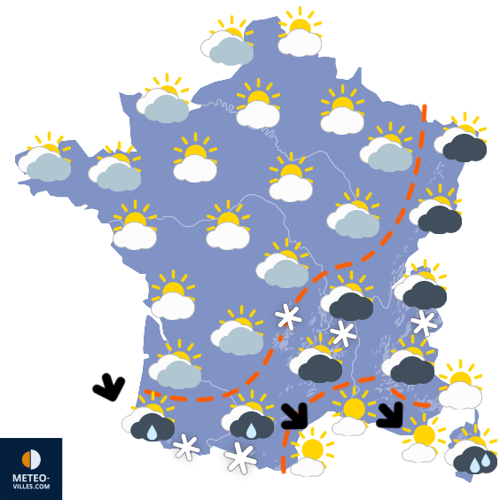 Carte de prévisions du temps du Mardi 18 novembre 2025