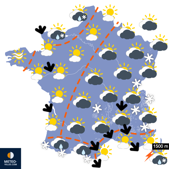 Carte de prévisions du temps du Mardi 18 novembre 2025