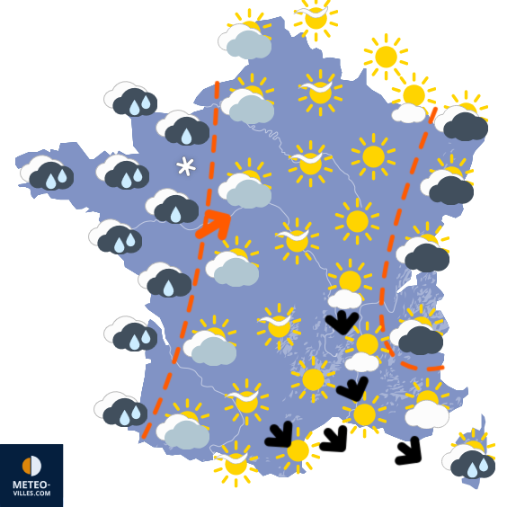 Carte de prévisions du temps du Samedi 22 novembre 2025