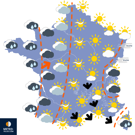 Carte de prévisions du temps du Mardi 18 novembre 2025