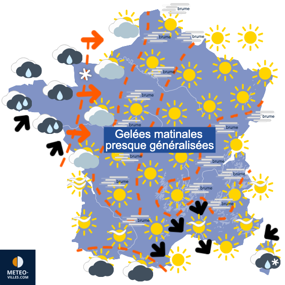 Carte de prévisions du temps du Samedi 22 novembre 2025