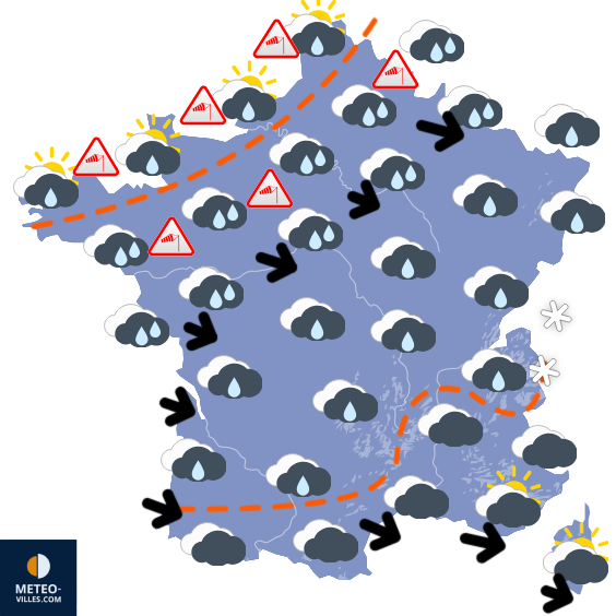Carte de prévisions du temps du Dimanche 16 novembre 2025