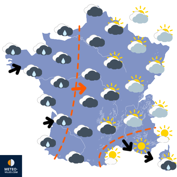 Carte de prévisions du temps du Dimanche 16 novembre 2025