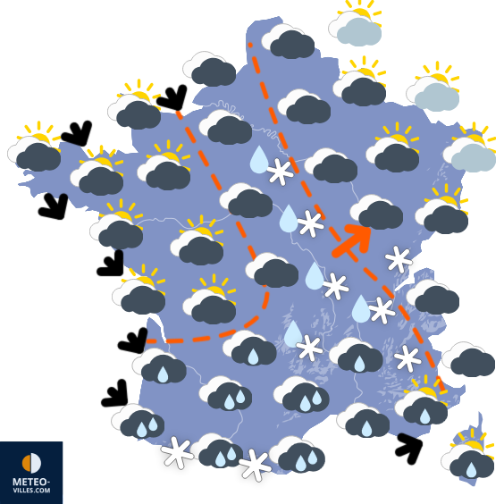 Carte de prévisions du temps du Mardi 18 novembre 2025