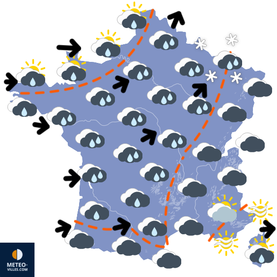 Carte de prévisions du temps du Dimanche 23 novembre 2025