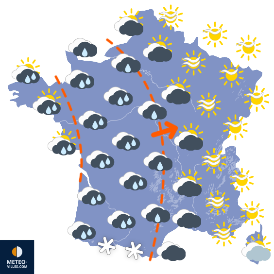 Carte de prévisions du temps du Mardi 18 novembre 2025