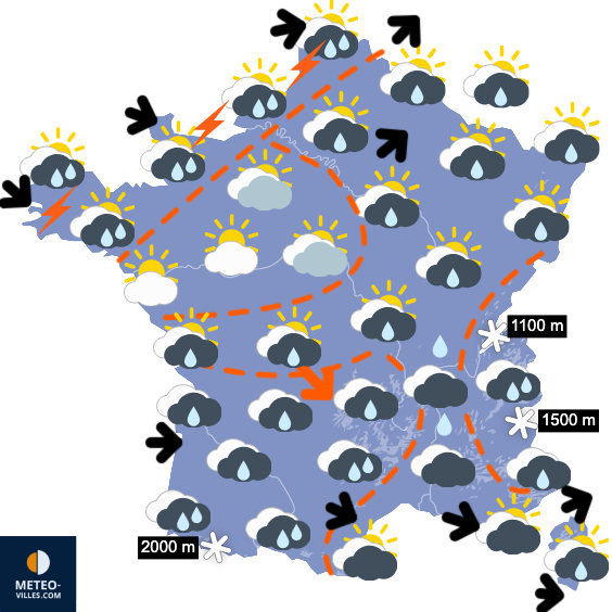 Carte de prévisions du temps du Samedi 22 novembre 2025