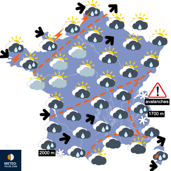 Carte de prévisions du temps du Dimanche 23 novembre 2025