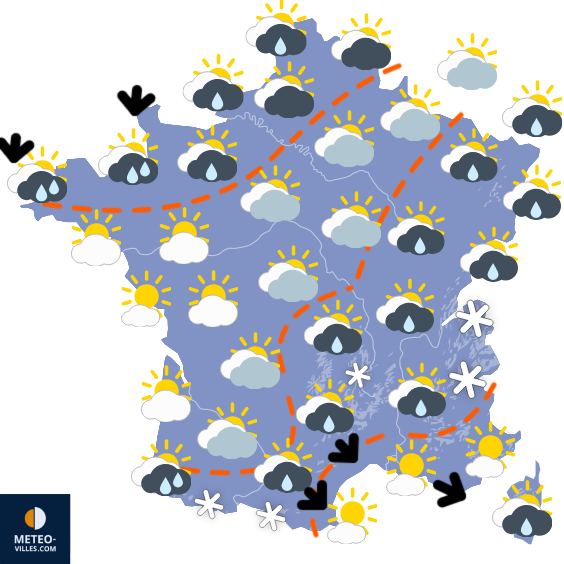 Carte de prévisions du temps du Samedi 22 novembre 2025