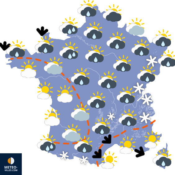 Carte de prévisions du temps du Samedi 22 novembre 2025