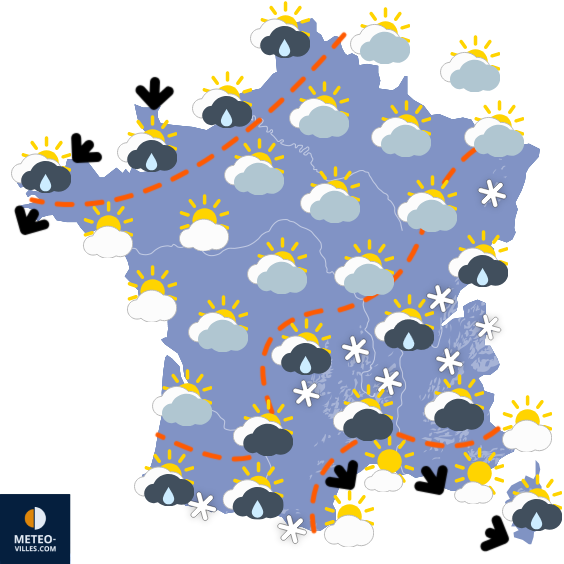 Carte de prévisions du temps du Samedi 22 novembre 2025