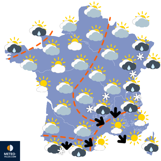 Carte de prévisions du temps du Samedi 22 novembre 2025