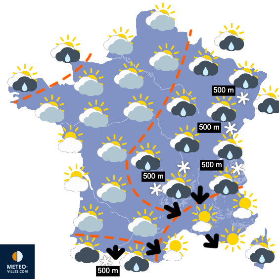 Carte de prévisions du temps du Dimanche 23 novembre 2025