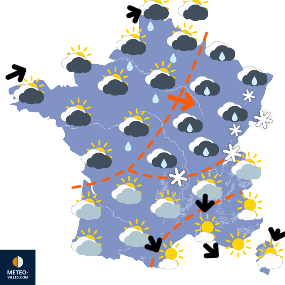 Carte de prévisions du temps du Samedi 22 novembre 2025