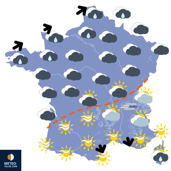 Carte de prévisions du temps du Dimanche 23 novembre 2025