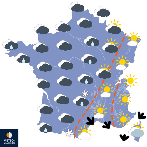 Carte de prévisions du temps du Mardi 25 novembre 2025
