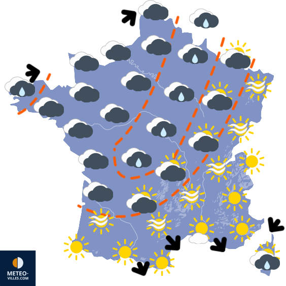 Carte de prévisions du temps du Mercredi 26 novembre 2025
