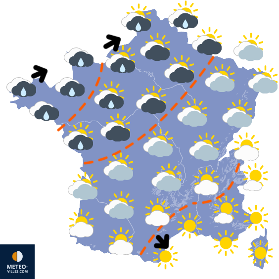 Carte de prévisions du temps du Samedi 22 novembre 2025