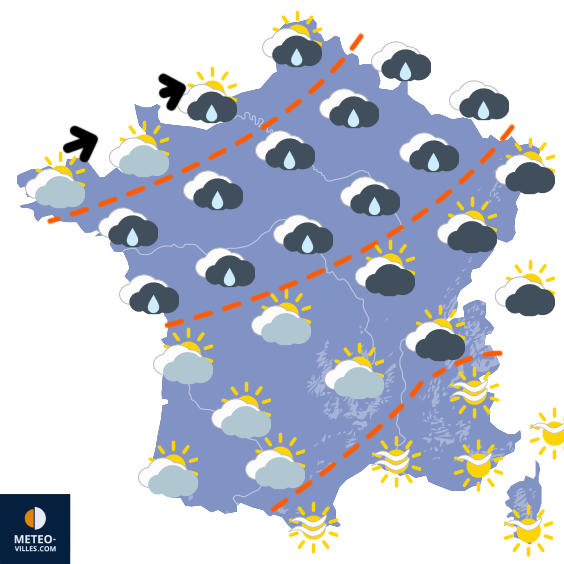 Carte de prévisions du temps du Lundi 24 novembre 2025