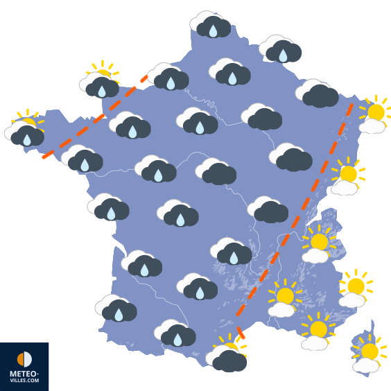 Carte de prévisions du temps du Lundi 24 novembre 2025