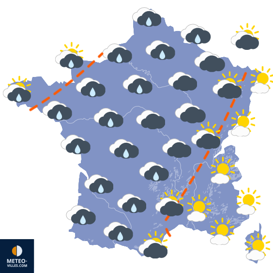 Carte de prévisions du temps du Lundi 24 novembre 2025