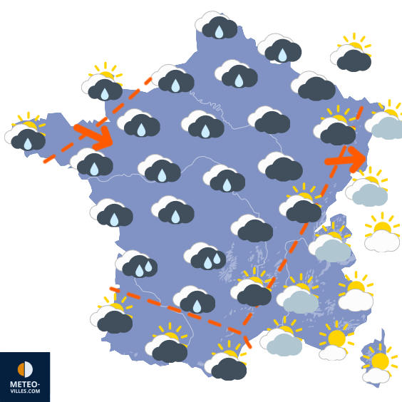 Carte de prévisions du temps du Mardi 25 novembre 2025