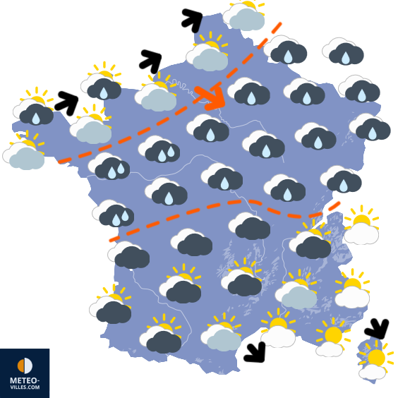 Carte de prévisions du temps du Mercredi 26 novembre 2025