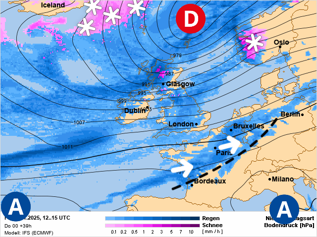 Carte de prévisions d'europe du Vendredi 28 novembre 2025