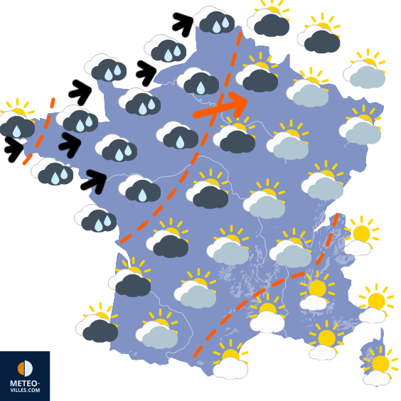 Carte de prévisions du temps du Samedi 22 novembre 2025