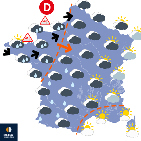 Carte de prévisions du temps du Lundi 24 novembre 2025