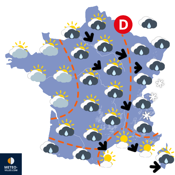 Carte de prévisions du temps du Dimanche 23 novembre 2025