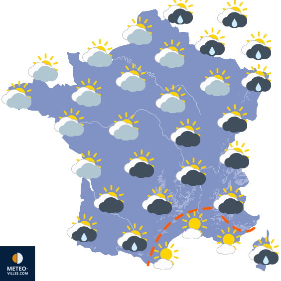 Carte de prévisions du temps du Lundi 24 novembre 2025