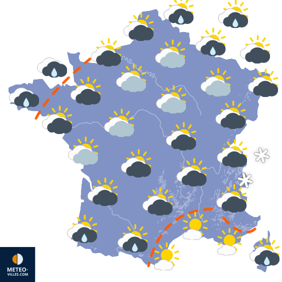 Carte de prévisions du temps du Mardi 25 novembre 2025