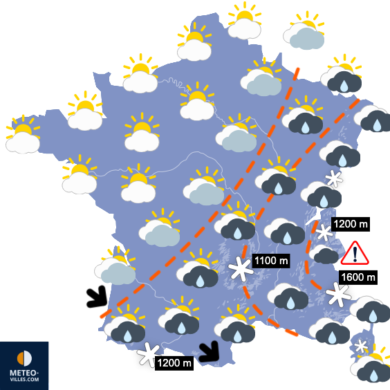 Carte de prévisions du temps du Samedi 29 novembre 2025