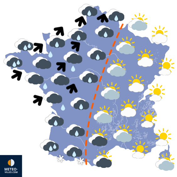 Carte de prévisions du temps du Mercredi 26 novembre 2025