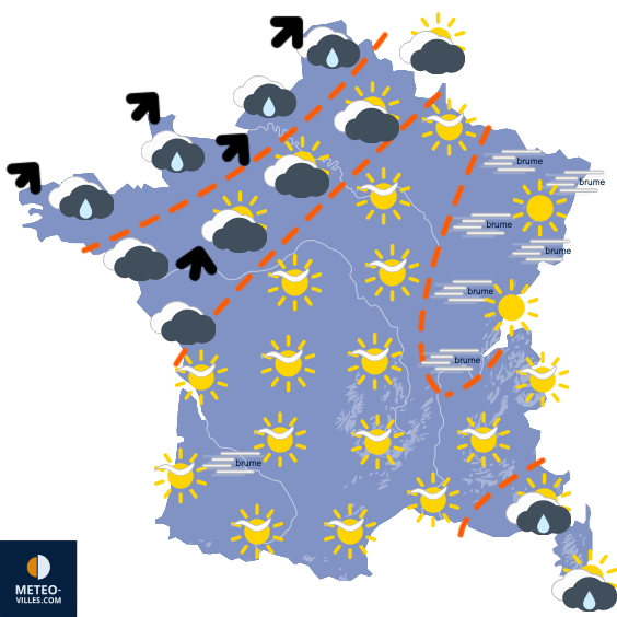 Carte de prévisions du temps du Vendredi 28 novembre 2025