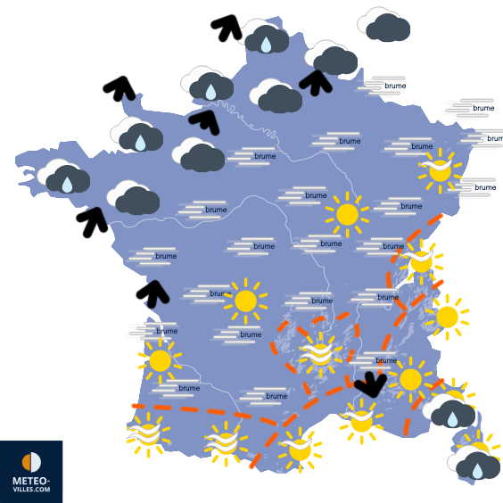 Carte de prévisions du temps du Samedi 29 novembre 2025