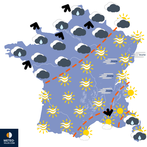 Carte de prévisions du temps du Dimanche 30 novembre 2025