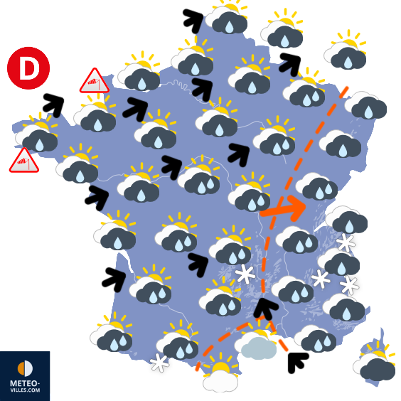 Carte de prévisions du temps du Mercredi 26 novembre 2025