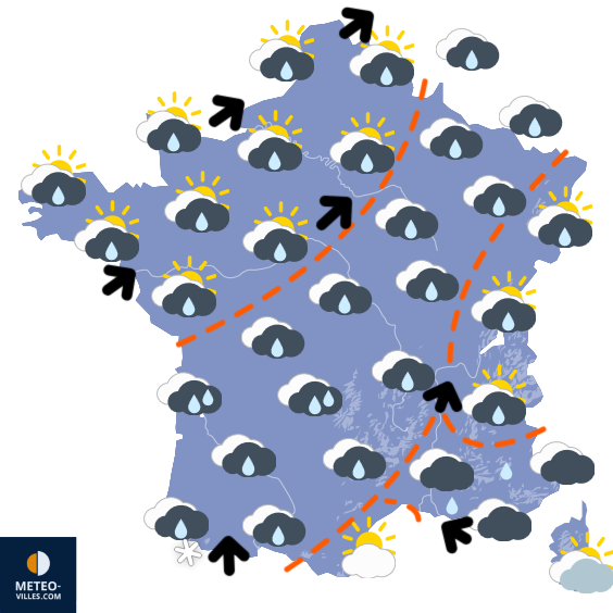 Carte de prévisions du temps du Jeudi 27 novembre 2025