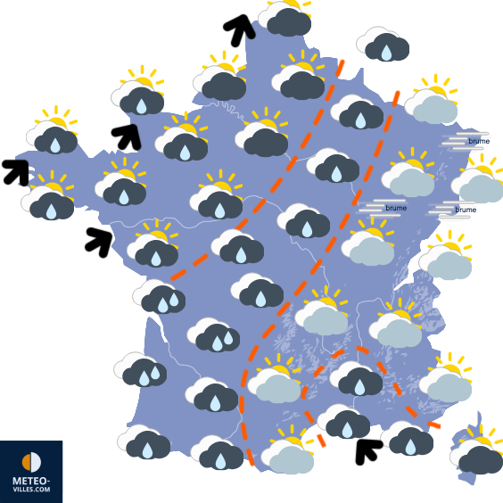 Carte de prévisions du temps du Samedi 29 novembre 2025