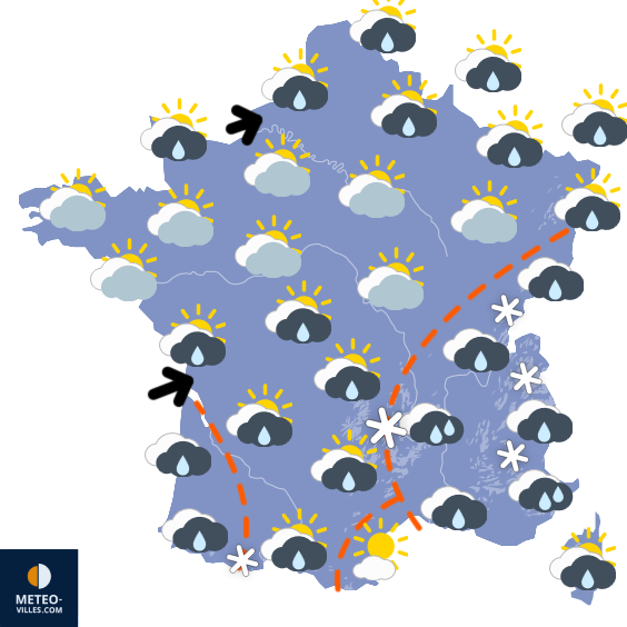 Carte de prévisions du temps du Jeudi 27 novembre 2025