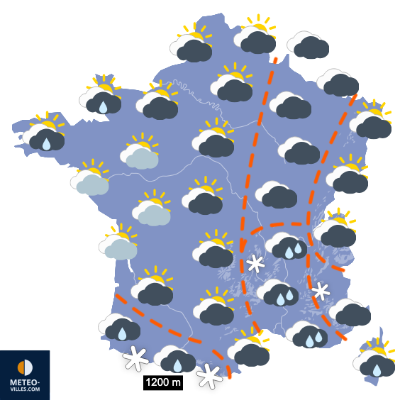 Carte de prévisions du temps du Dimanche 30 novembre 2025
