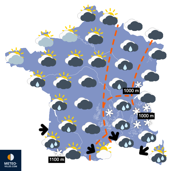 Carte de prévisions du temps du Mercredi 3 décembre 2025