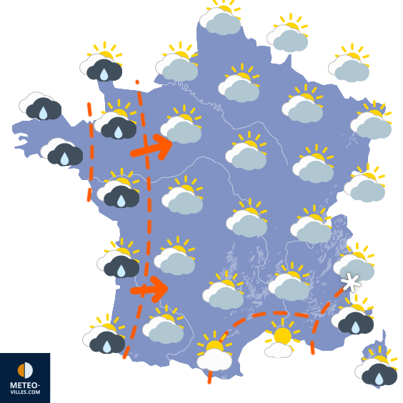 Carte de prévisions du temps du Jeudi 27 novembre 2025